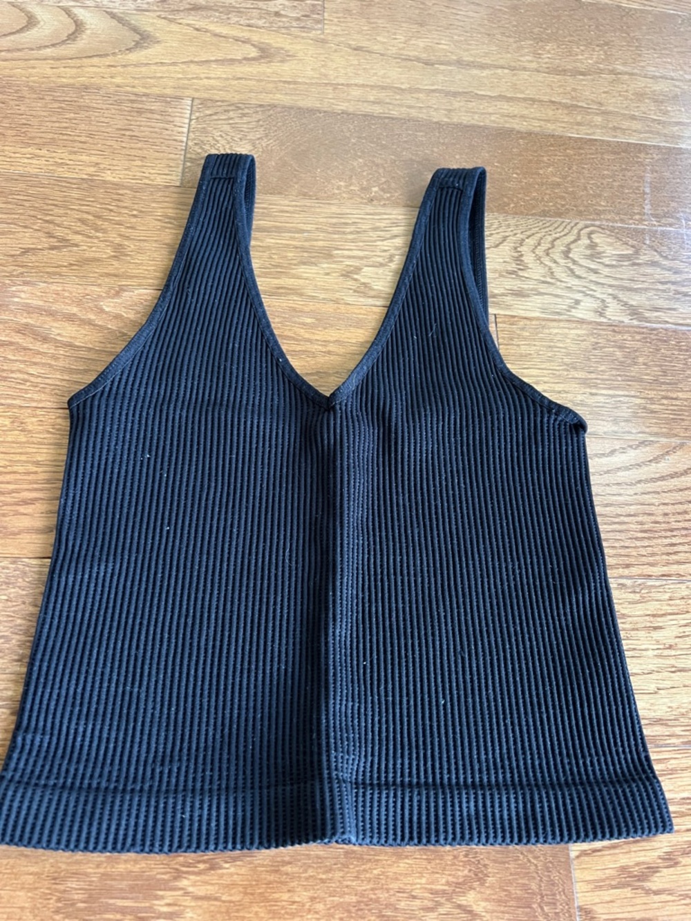 Nikibiki Black Ribbed V-Neck Tank
